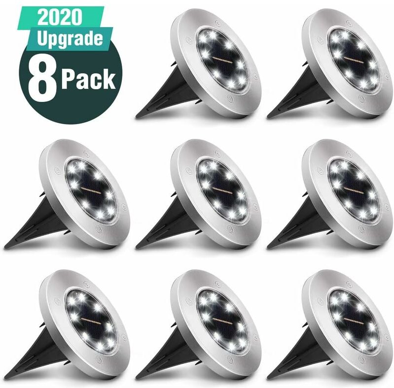8er-Pack Solarlampen für den Außenbereich, Solarleuchte für den Bodengarten, wasserdichte IP65-Beleuchtung, 8 kaltweiße ...