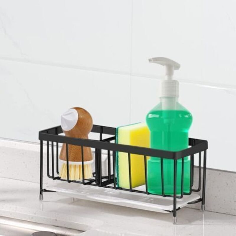 LaBlanc – (Schwarzer) Spülbecken-Schwammhalter, Spülbecken-Organizer aus Edelstahl 304, Abtropfschale, Seifenhalter, ver...