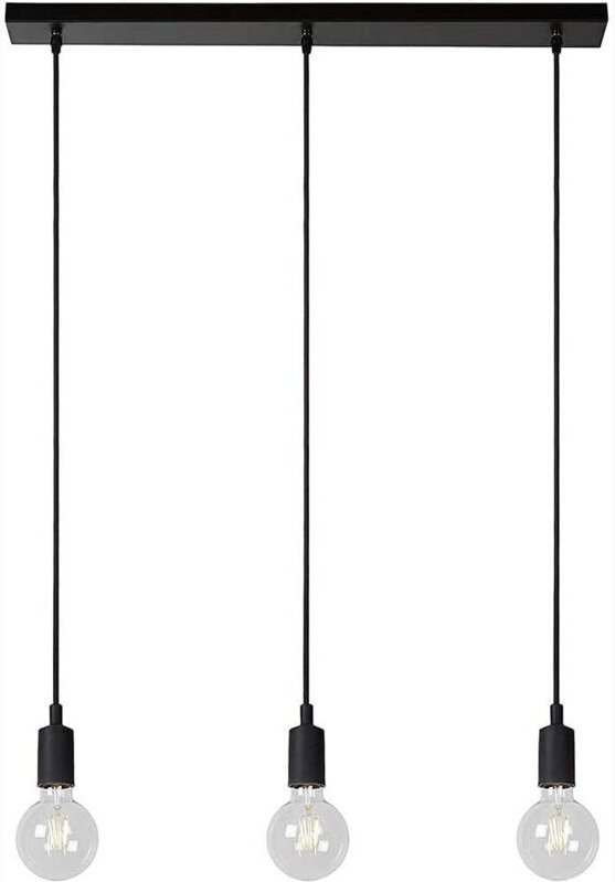 Vintage-Kronleuchter in Schwarz, 3-flammig, mit E27-Sockel (Leuchtmittel nicht enthalten). Schlichte Deckenleuchte aus E...