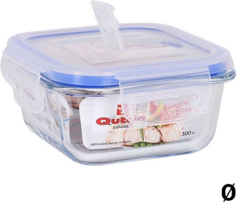 Quadratisches Glas mit hermetischem Ventil 18,5x18,5 cm 1100 cc