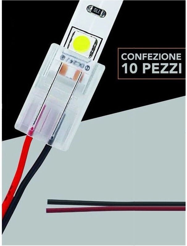 Trade Shop - KIT 10PZ CONNETTOR STRIP LED STRIP COUNRY 2PIN 10MM CN10-CV -