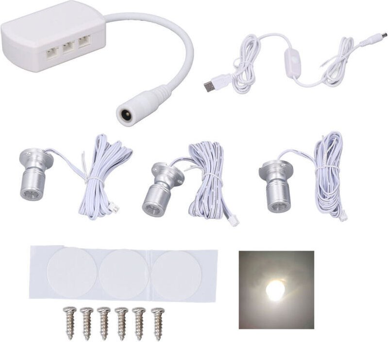 Mini-LED-Spots, 5V USB, dimmbar, 1-3, für kleine Möbel, natürliches Licht, Silber