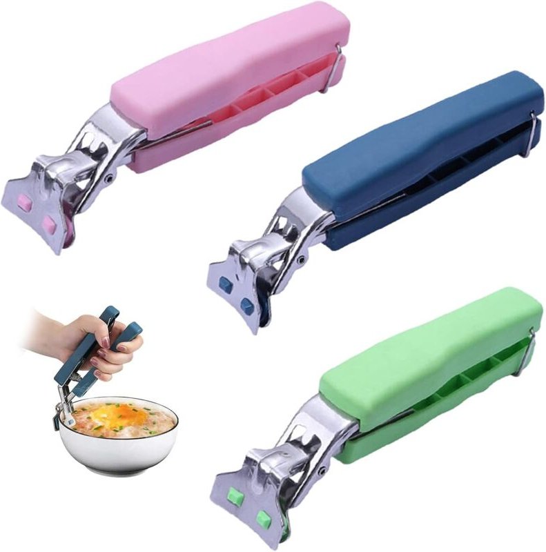 Ersandy - Anti-Rutsch-Küchenschüssel-Clip, 3 Stück, Anti-Hot-Clip, Edelstahl-Schüssel-Clip, Anti-Hot-Silikon-Clip, Griff...