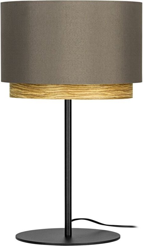 Eglo - Tischlampe Marchena, Deko Tischleuchte, Nachttischlampe aus Metall in schwarz, Holz in Eiche-Optik und Textil in ...