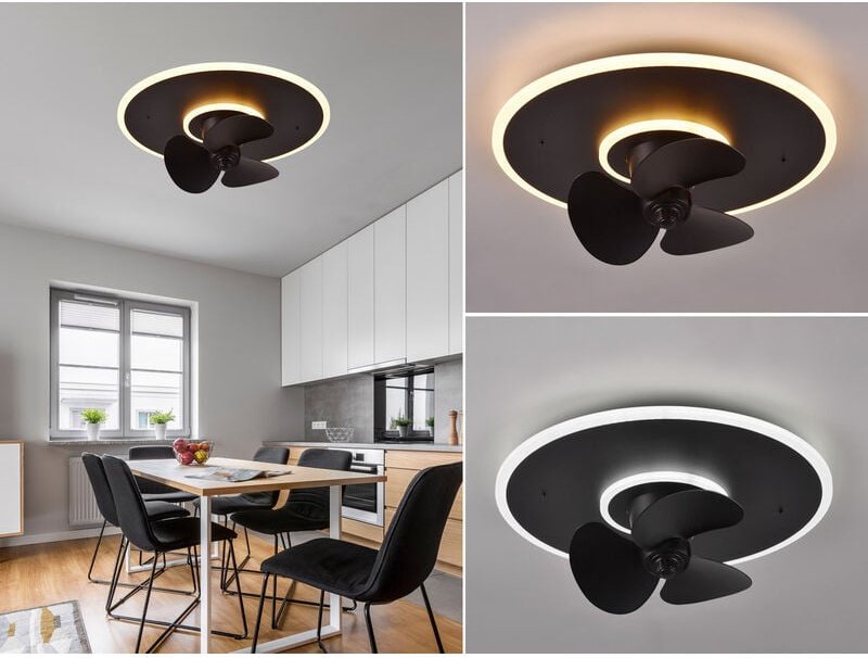 LED Deckenleuchte mit Ventilator NYBRO Fernbedienung Lichtfarbe Wechsel Ø50cm