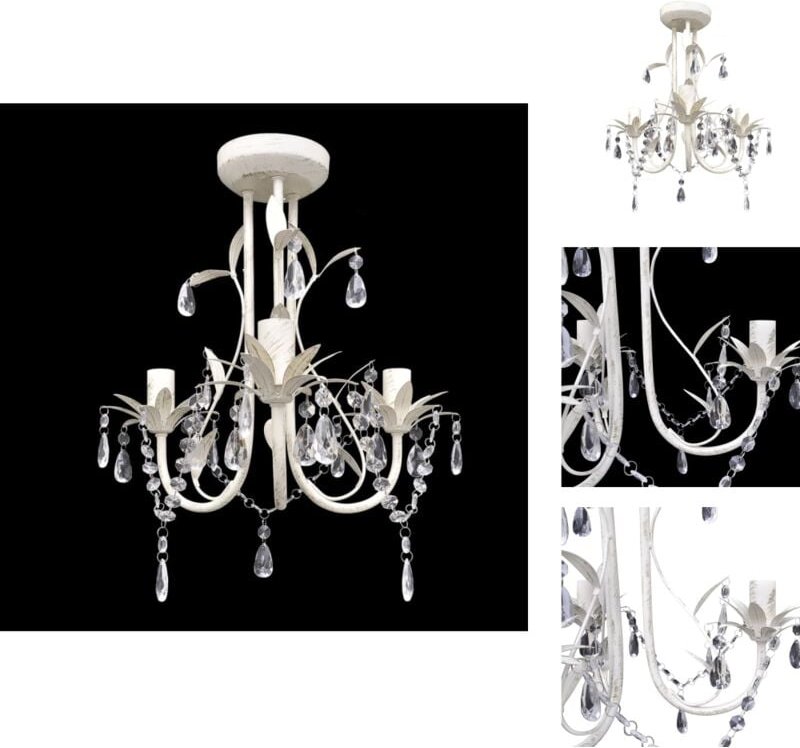 Vidaxl - Kronleuchter - Kronleuchter Pendelleuchte Kristall Lampe Lüster Leuchte weiß - Weiß