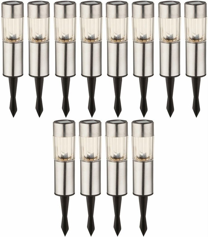 Etc-shop - 12 led Edelstahl Solar Leuchten Steck Leuchten Erdspieß Außen Beleuchtung Akku