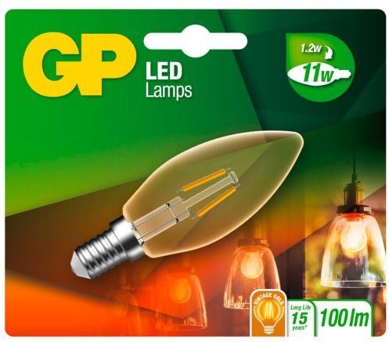 GP Lighting LED Kerze Gold E14 2W (11W), Filament GP 080565
