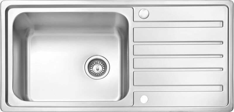 JASSFERRY Küchenspüle 1 Becken Einsatz, 1000 x 500mm Umkehrbarem Abtropffläche Waschbecken aus Edelstahl Einbau mit Abfa...
