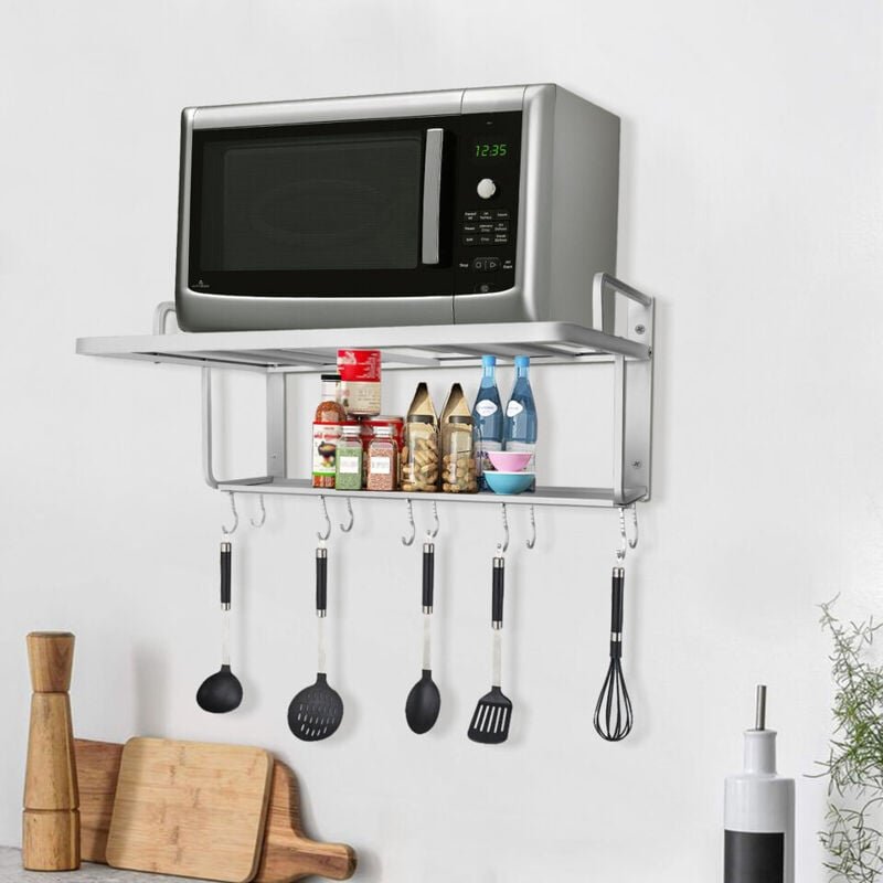 Mikrowellenhalter Aufbewahrungshalter für die Küche Wandhalter für Mikrowellen Mikrowellenregal (2 Regale) Mobile Two Bo...
