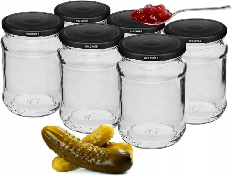 Glas 250 ml Fi66/4 Schwarzer Deckel - 6 Stk