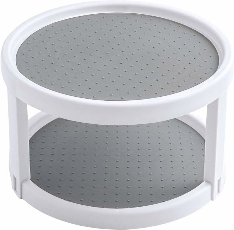 Drehbarer Gewürzständer, Gewürzregal, 2-stöckiger drehbarer Gewürzhalter, Gewürzaufbewahrungsregal für Küche, Kühlschran...