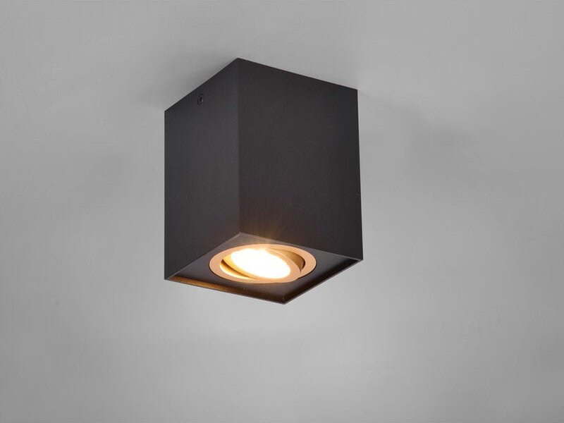 Deckenstrahler biscuit eckig Schwarz Gold, Breite 9,6cm