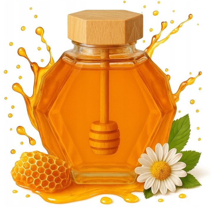 MAJA Glas 380 ml mit Holzdeckel und Honiglöffel (Geschenk)