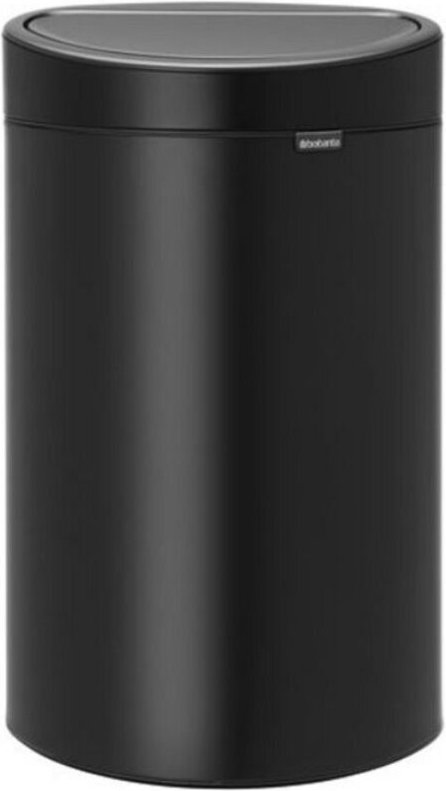 Brabantia Touch Bin Abfallbehälter mit Kunststoffeinsatz, Mülleimer, Müll Eimer, Matt Black / Deckel Matt Black, 40 L, 1...