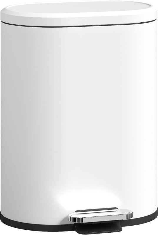 Mülleimer 12L Treteimer Abfalleimer mit Deckel, Fußpedal, Inneneimer, Soft-Close-Funktion, 30 x 25,5 x 37,5 cm, Weiß