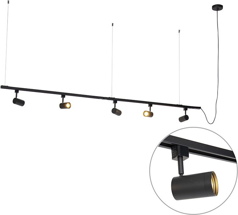 Modernes 1-Phasen-Schienensystem mit 5 Spots schwarz - Jeana
