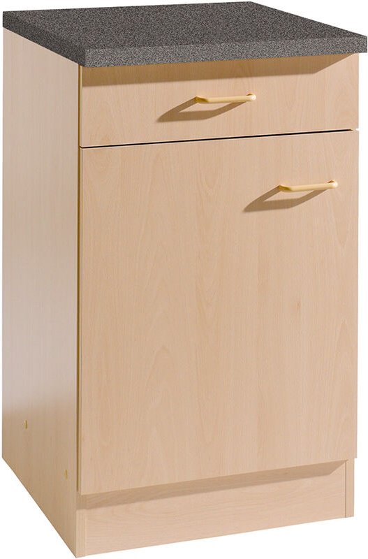 Lomadox - Küchen-Unterschrank 1-türig SALERNO-03 Buche Dekor Breite 50 cm