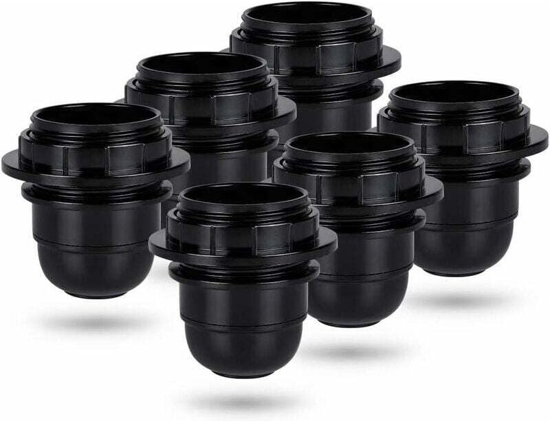 Schwarze E27 Schraubfassung - 6x E27 Lampenfassung Kunststoffring - E27 Glühbirnenfassung - E27 Glühbirnenfassung Halter...