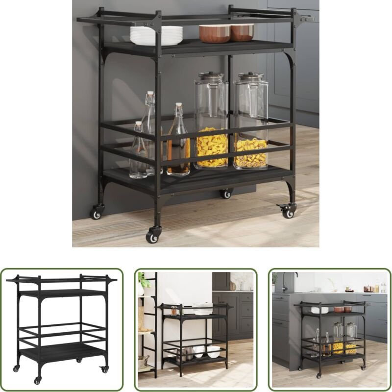 Holzwerkstoff - Küchenwagen Schwarz 82x40x78,5 cm Holzwerkstoff