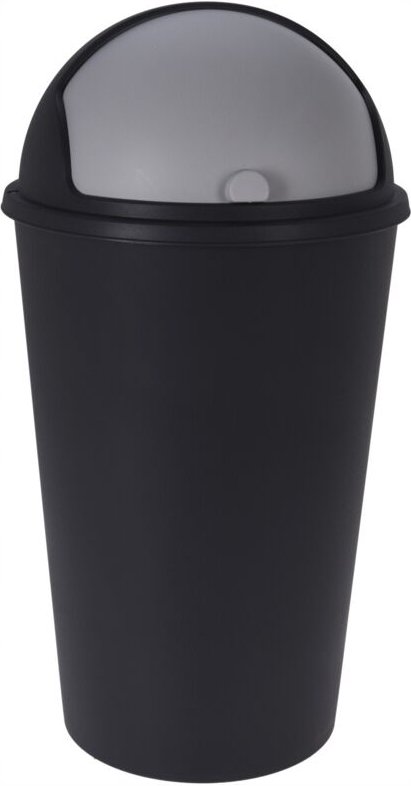 Schwarzer Abfalleimer mit grauem Deckel, universell, 25 l, 32,5 x 59,5 cm, 1 Stück.