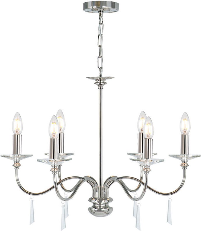 Finsbury Park - 6 Leichte mehrarmige Kronleuchter aus poliertem Nickel - Farben nicht im Lieferumfang enthalten, E14 - E...