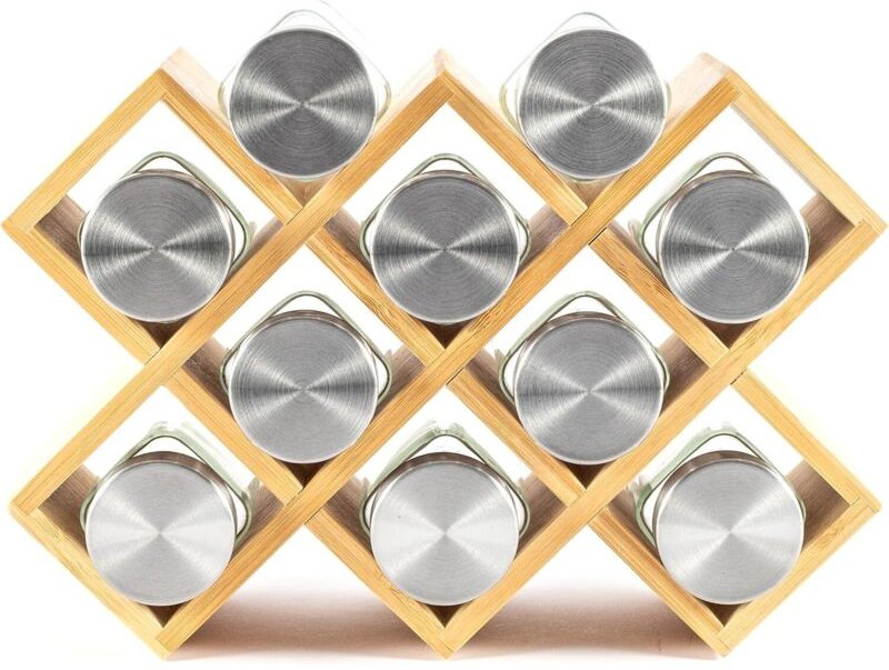 Gewürzregal aus Holz, FSC®-zertifiziert, Gewürzregal für Schränke, Gewürzregal für Schranktüren, Küchenorganizer ohne Bo...