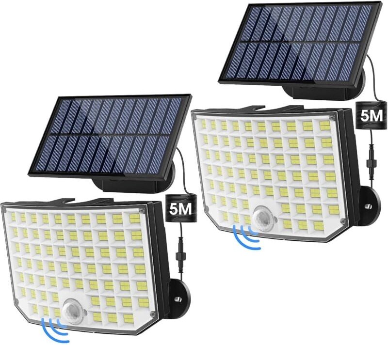 Solarleuchten Außen, 256 LED 3 Modi, Solarleuchten Außen Bewegungsmelder IP65 Wasserdicht 180° Solar Außenbeleuchtung fü...