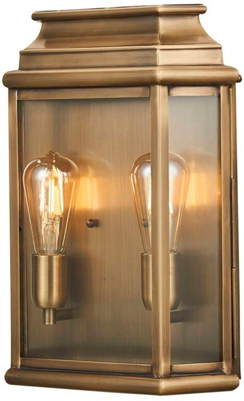 St Martins - 2 leichte große Wandlaterne - Messingbeschichtung IP44, E27 - Elstead