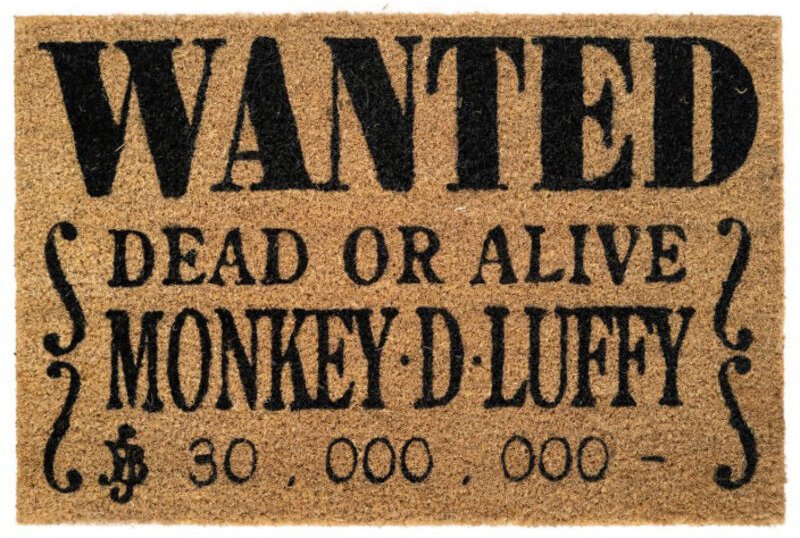 One Piece Fußmatte Wanted Netflix Realverfilmung braun/schwarz, aus Kokosfaser, Unterseite aus PVC.