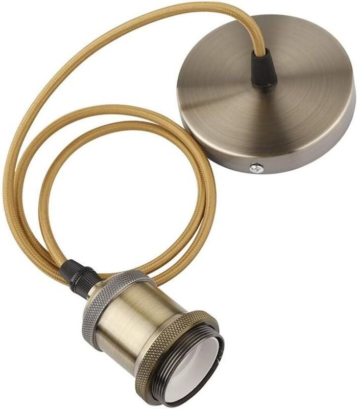 E27-Fassung – Hängelampe im alten Stil – Retro-Vintage-Pendelleuchte – geflochtenes Kabel – Bronze