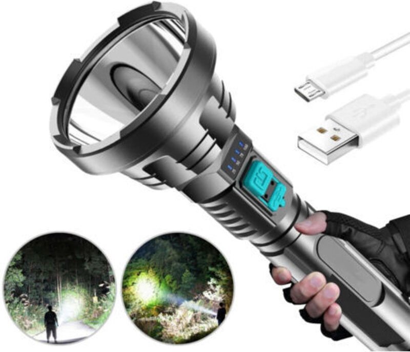 LED-Taschenlampen, hohe Lichtleistung, superhelle taktische Taschenlampe, wiederaufladbar, wasserdicht – ideal für Notfä...