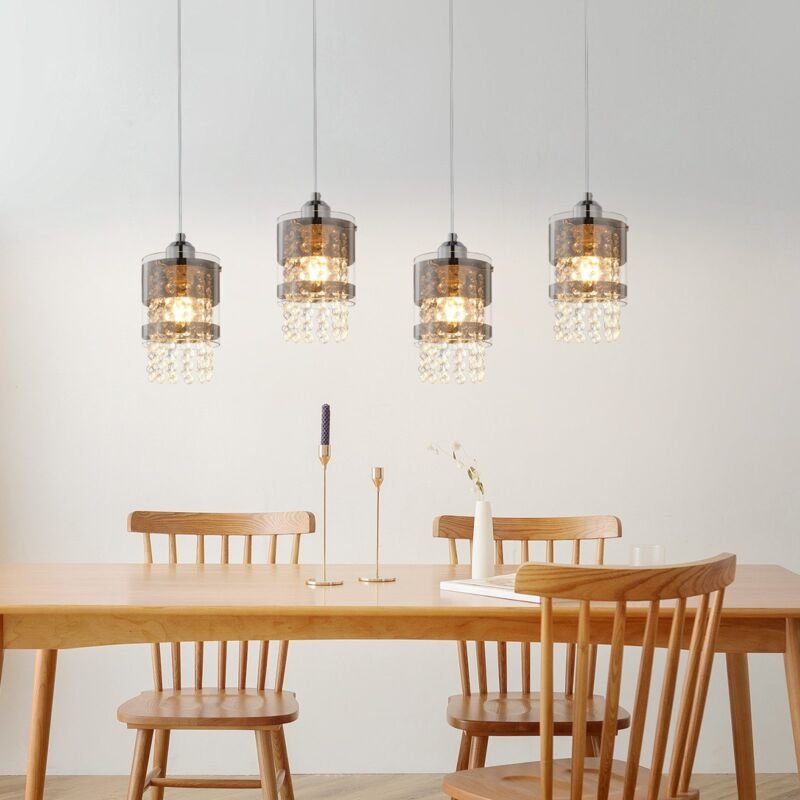 Gbly - Pendelleuchte Esstisch Modern Hängelampe: Glas Hängeleuchte Esszimmer 4 Flammig Esstischlampe Hängend 150CM Höhen...