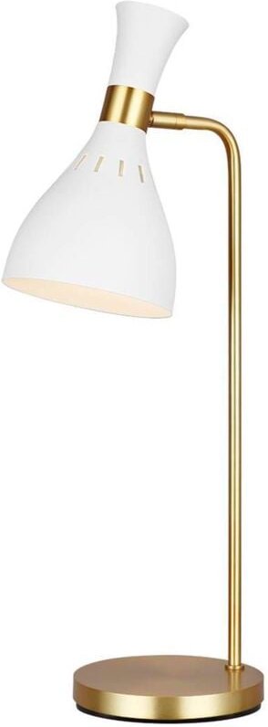 Joan 1 Leuchttischlampe, Mattweiß, Mattweiß, Messing brüniert, E27 - Elstead