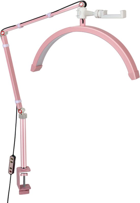 Thumbnail - Andoer HD-M3X Halbmondförmige Desktop-LED-Videoleuchte 3000K-6000K dimmbar mit Metall-C-Klemme Schreibtischhalterung für...