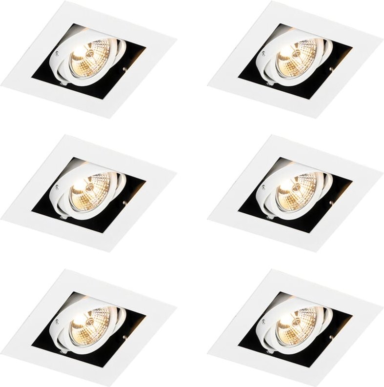 Set mit 6 modernen, verstellbaren Einbaustrahlern Weiß - Oneon 70