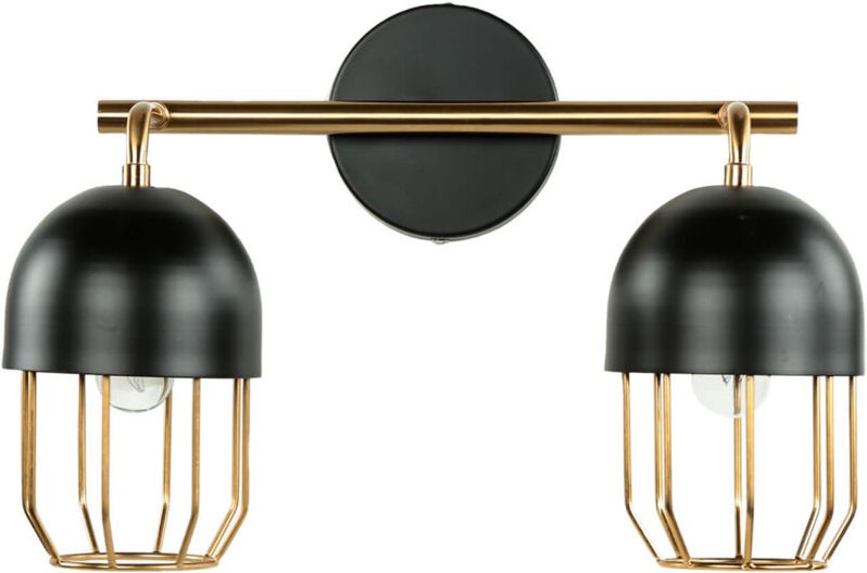 Wandleuchte Metall in Schwarz Gold Loft Design 2x E14 QUINN Wandlampe
