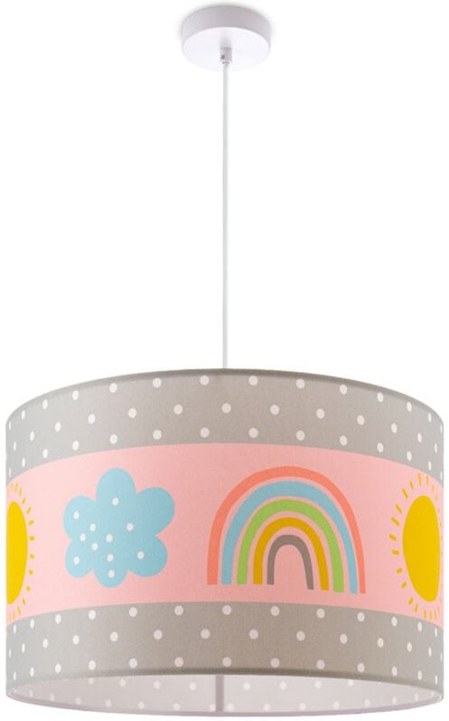 Deckenlampe Kinder Pendelleuchte Kinderzimmer Stoffschirm Rund Bunt Baby E27 Pendelleuchte - Weiß, Mehrfarbig 1 (Ø45.5cm...