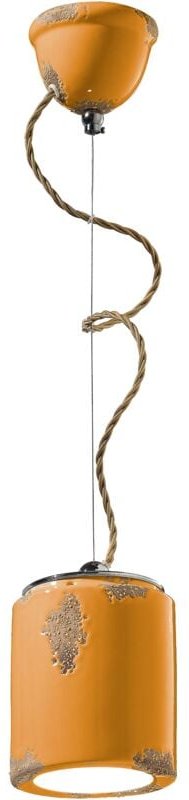 Pendelleuchte Keramik ø 12,5 cm h: max. 114 cm Gelb Shabby Antik E27 rund Vintage Keramikleuchte