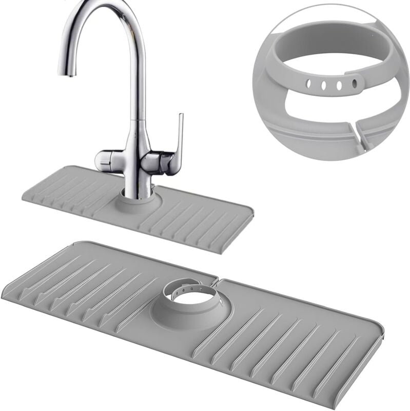 Silikon-Abflussmatte um den Wasserhahn, Küchenspüle-Matte, verbesserte Dicke und Neigung, Anti-Spritzschutz-Spülbecken-S...