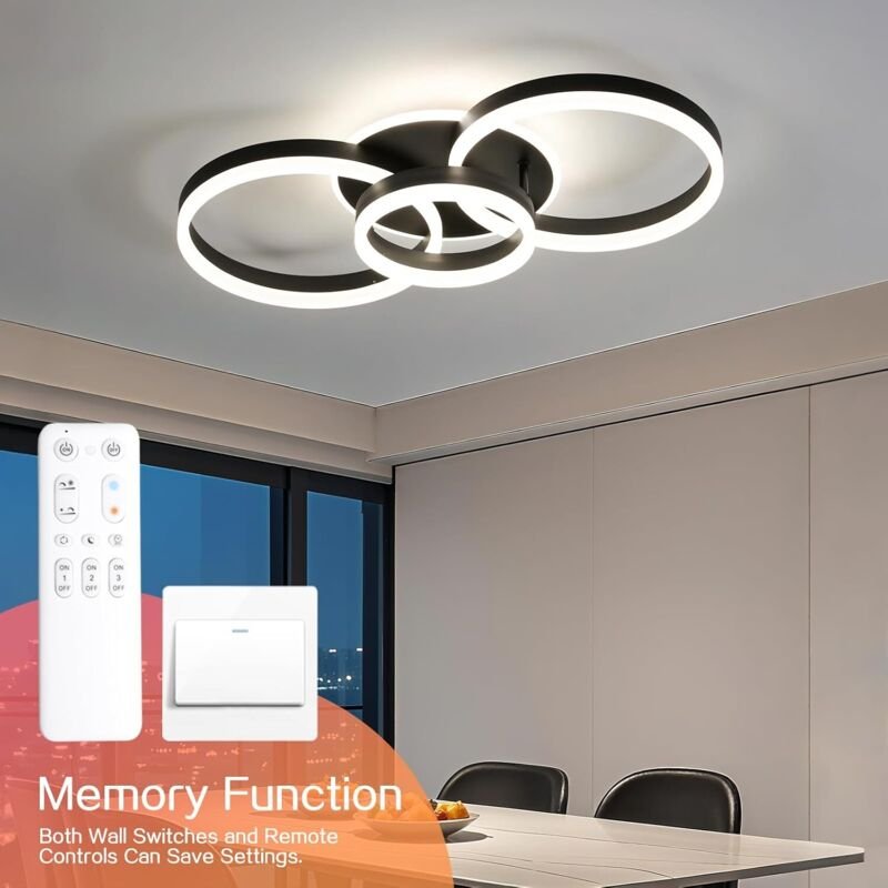 Amdelne LED Deckenleuchten Modern 50W Wohnzimmerlampe 65cm Deckenlamape mit Fernbedienung Dimmbar Hängelampen für Küche ...