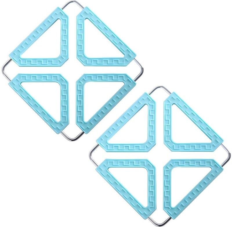 Set aus 2 Silikon-Dreibeinuntersetzern mit faltbarem Edelstahlrahmen, hitzebeständige Isolieruntersetzer, geeignet für T...