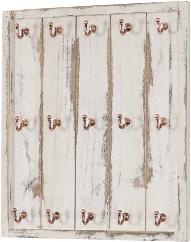 Tassenhalter Monaco, Hängeregal Tassenbrett Wandboard, Shabby-Look Vintage 50x45x5cm weiß