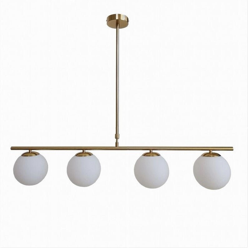 Trade Shop - goldene pendelleuchte mit 4 weissen glaskugeln G9-ANSCHLUSS 33917 -