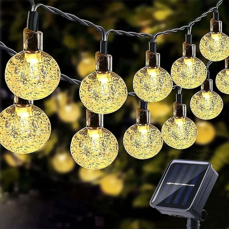 Solar-Lichterkette, 11 m, 60 LEDs, warmweiß, 8 Modi, für Garten, Weihnachten, Hochzeiten, Partys