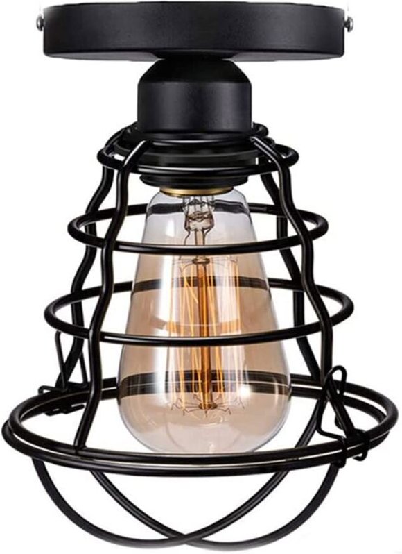 Retro-Einbauleuchte, Eingangsbereich-Kronleuchter mit Eisenkäfig, warmes Licht, 220 V, E27