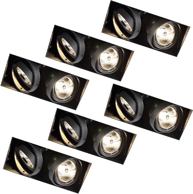 Thumbnail - Set mit 6 Einbaustrahlern, schwarz, GU10, AR70, randlos, 2-flammig – Oneon