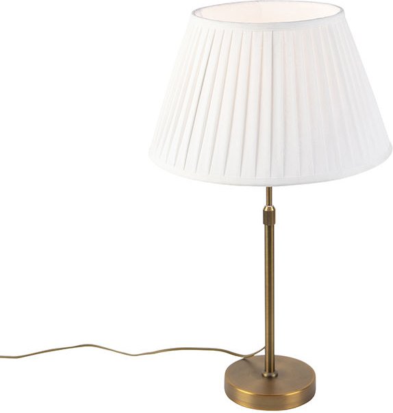Bronze Tischlampe mit plissiertem Schirm weiß 35 cm - Parte