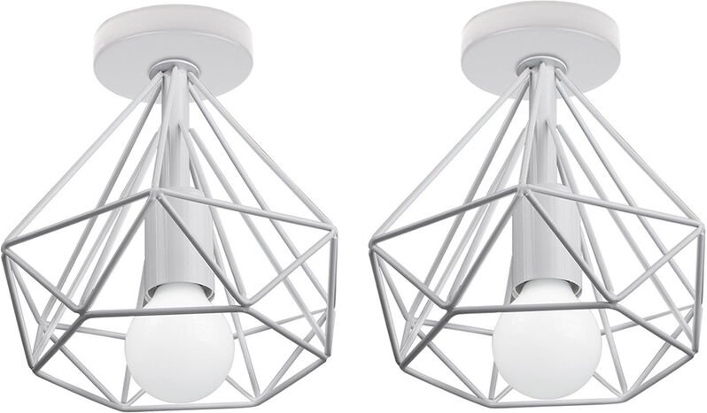 2er Deckleuchte Diamant Käfig Vintage Industriell Stil Deckenlampe Innen Eisen Lampe E27 Fassung für Wohnzimmer Schlafzi...
