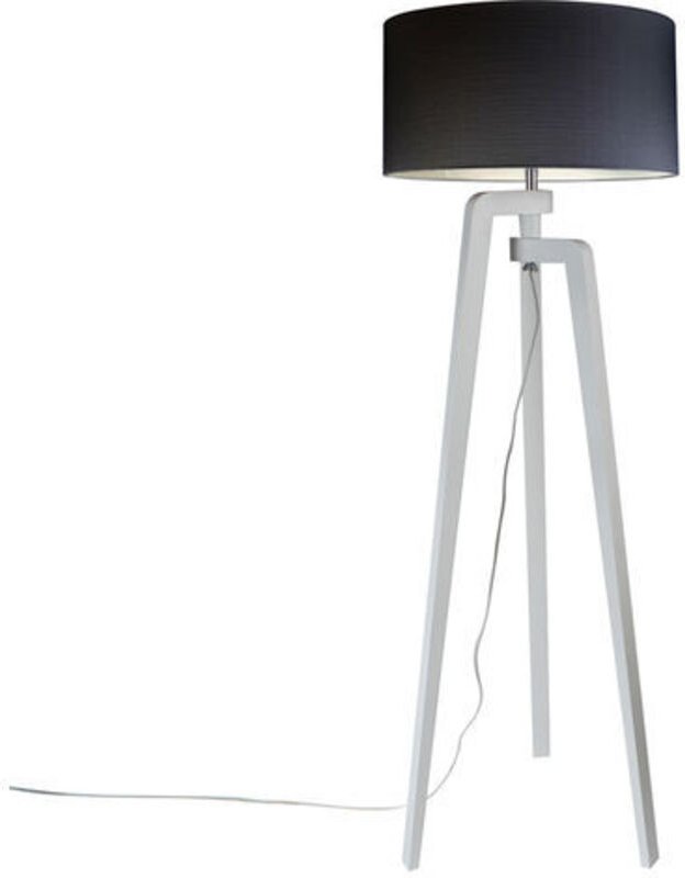 Stehleuchte Stativ weiß mit Lampenschirm 50 cm schwarz - Puros